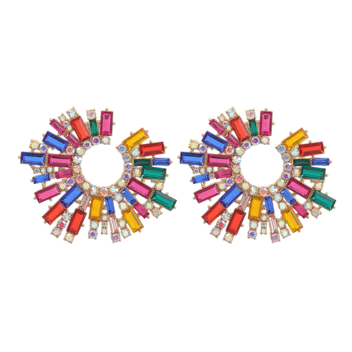 Wholesale Water Diamond Sunflower Alloy Earrings
